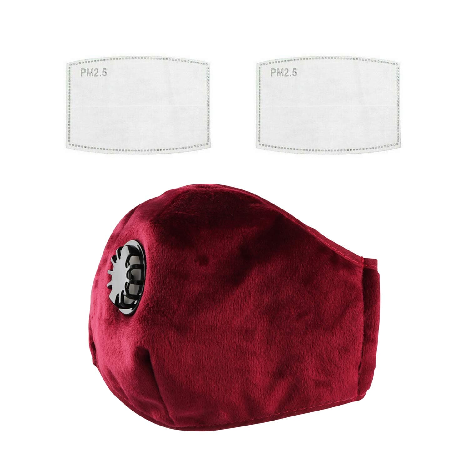 PM2.5 Activated Carbon Filter 5 Layer Replacement Protective Filter for Mask(1 Mask +2 Filters) (Red)