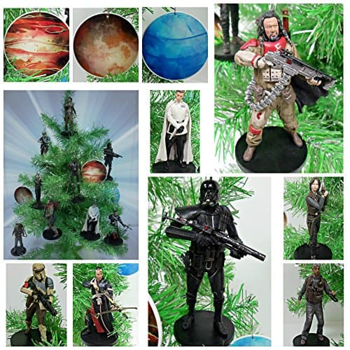 Christmas Tree Ornaments Star Wars Rogue One 12 Piece Set Featuring Rogue One Characters and Planet Ornaments