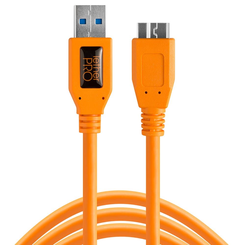 TetherPro Tether Tools USB 3.0 Male Type-A to USB 3.0 Micro-B Cable, 1', Orange