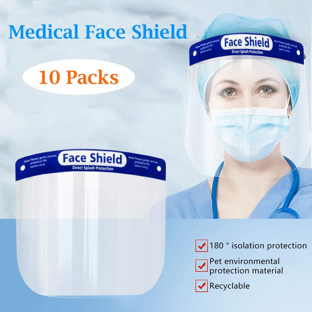 Hat with Face Shield Plastic Safety Face Shield 5/10/15/20 Packs, Reusable Lightweight Transparent Shield for Protection from Kitchen Oil Splash (10PCS)