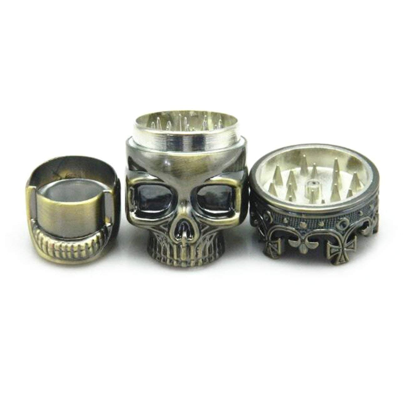 Small Size 3 Layers Men Skull Head Shape Grinder Portable Herb Tobacco Herb Spice Crusher Hookah Smoking Accessories - Bronze
