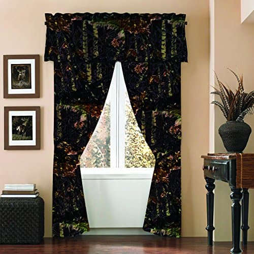"The Woods" Camo Curtain &amp; Valance 5 Piece Drape Set Black
