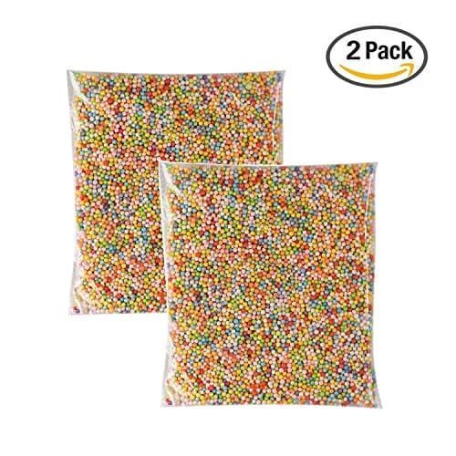 2 PACK Micro Polystyrene Styrofoam Beads Small Foam Balls Slime Beads Set for Slime Making Art DIY Craft,0.1-0.18 Inch 10000pcs/Pack-Mixed Color