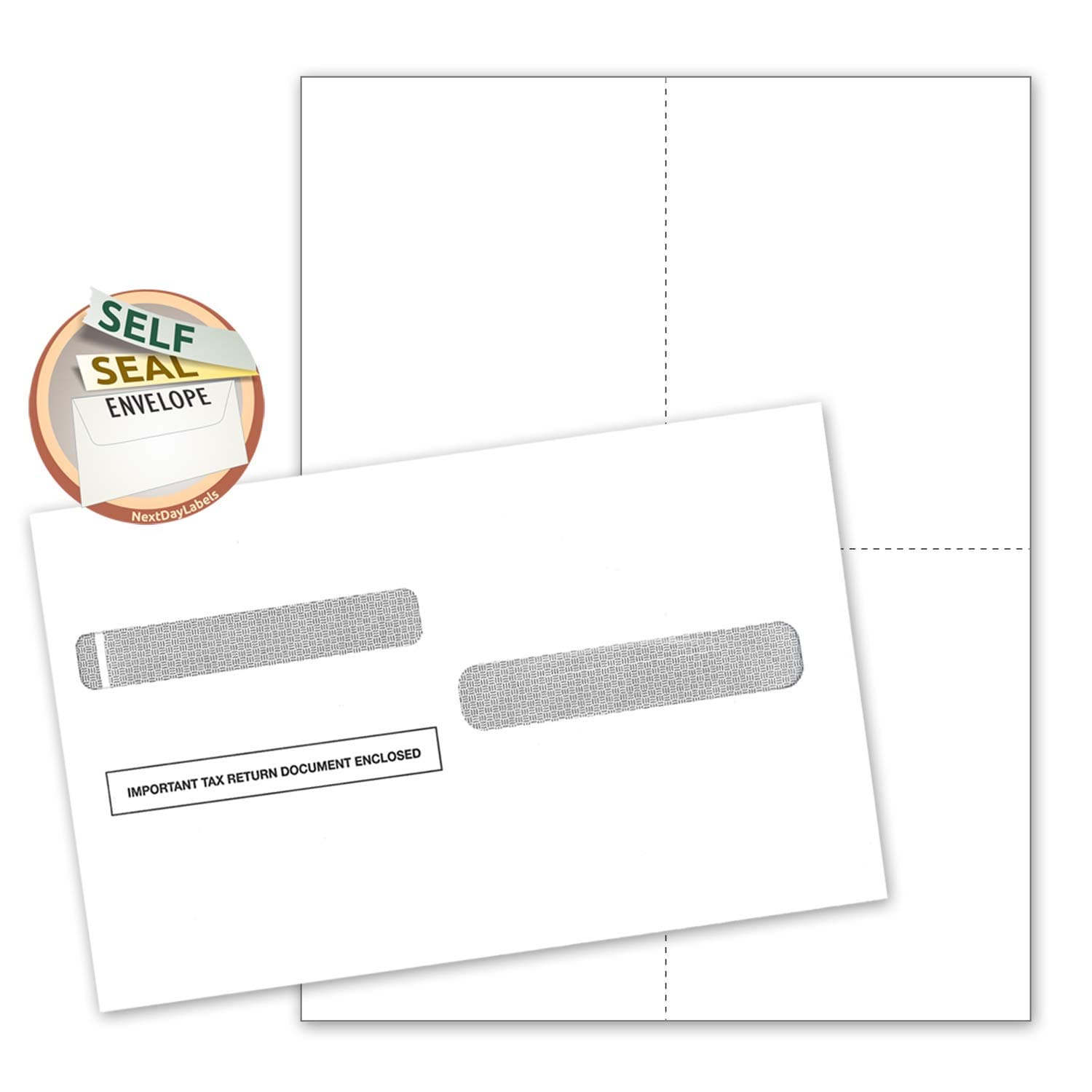 W-2 Forms Blank Paper 4-Up Version"NO Instructions on Back" for Laser and Ink Jet Printer (Forms & Self Seal Envelopes) (50 Sets)