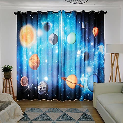 Wapel 3D 3D Planet, Star Planet, Universe Solar System, Theme Children'S Room, Bedroom, Ktv Box, Living Room Curtain 240X320CM
