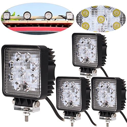 Oplips 4 X 27W 4 Inch Led Work Light Lamp off Road High Power ATV Jeep 4x4 Tractor Truck Light Fog Driving Bar Rree Truck SUV Car Waterproof Dustproof Shockproof Square