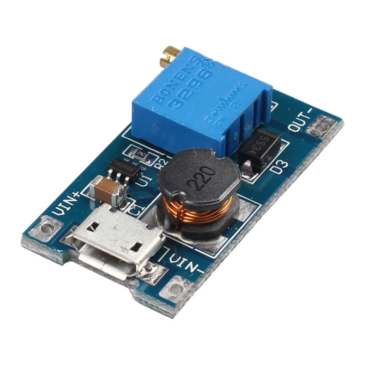 2A Booster Board DC-DC Step Up Power Module Input 2-24V To 5V 9V 12V 28V With Micro USB Compatible with Arduino