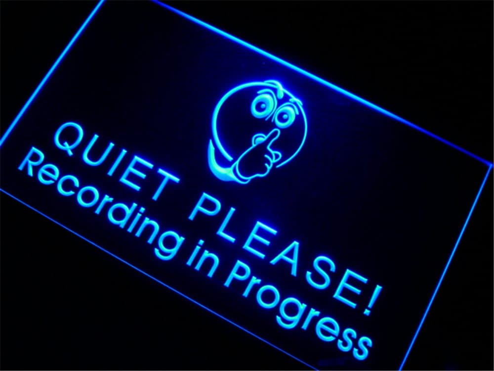 APFoo Recording in Progress Quiet Please Bar Pub LED Neon Light Sign