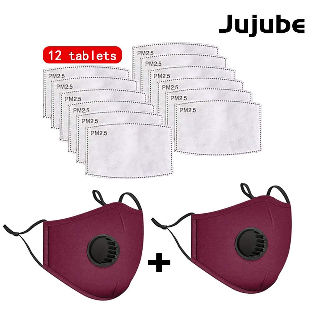 MILANKERR PM2.5 Activated Carbon Filter for Breathing Insert 5 Layers Protective Anti Pollution Washable Mouth Filters and Covers (2 Gifts + 12 Filters)