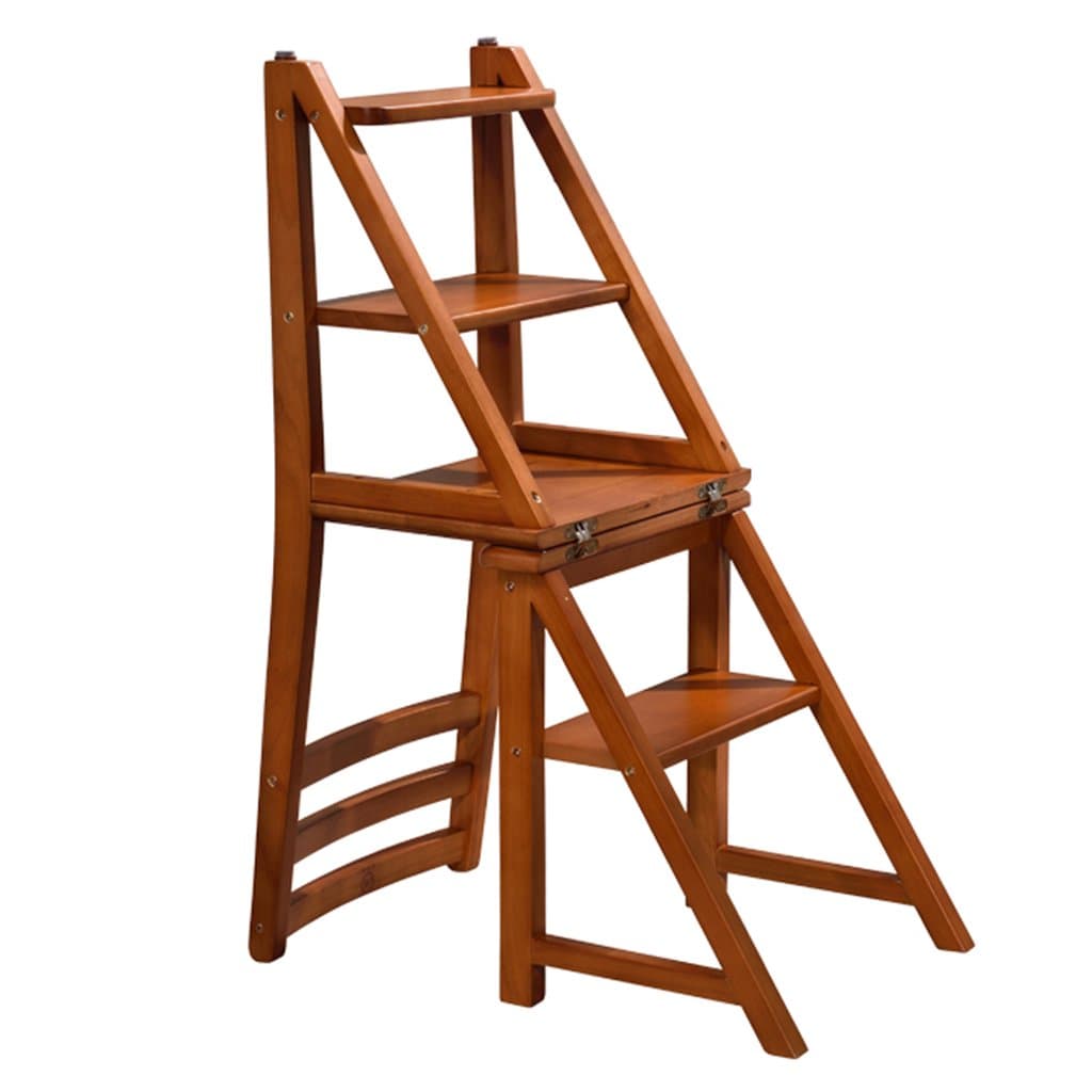 Step stool solid wood step stool four-story step ladder staircase stool multi-function folding wooden ladder wooden ladder foldable ladder/stool dual use