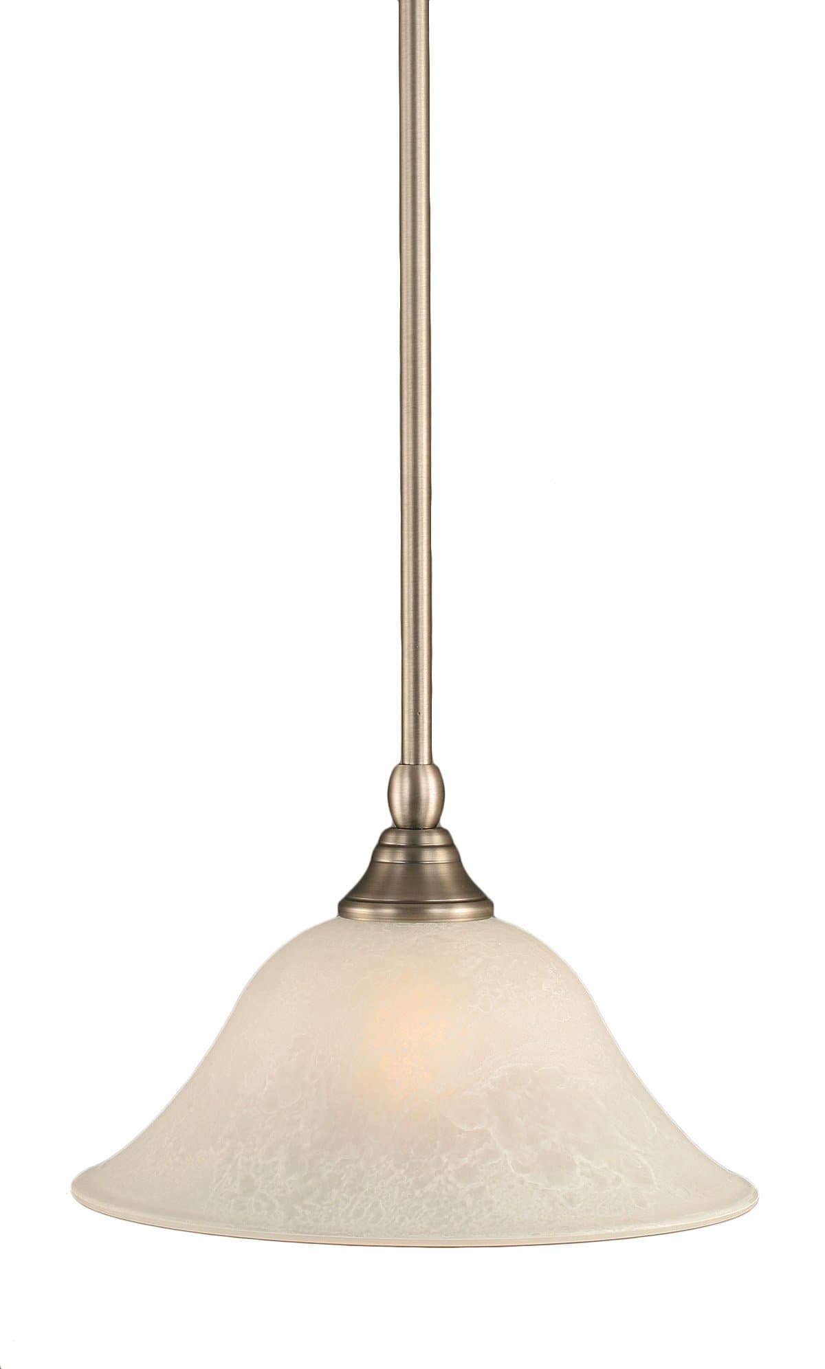 Toltec Lighting 23-BN-515 Stem Mini-Pendant Light Brushed Nickel Finish with White Marble Glass, 7-Inch