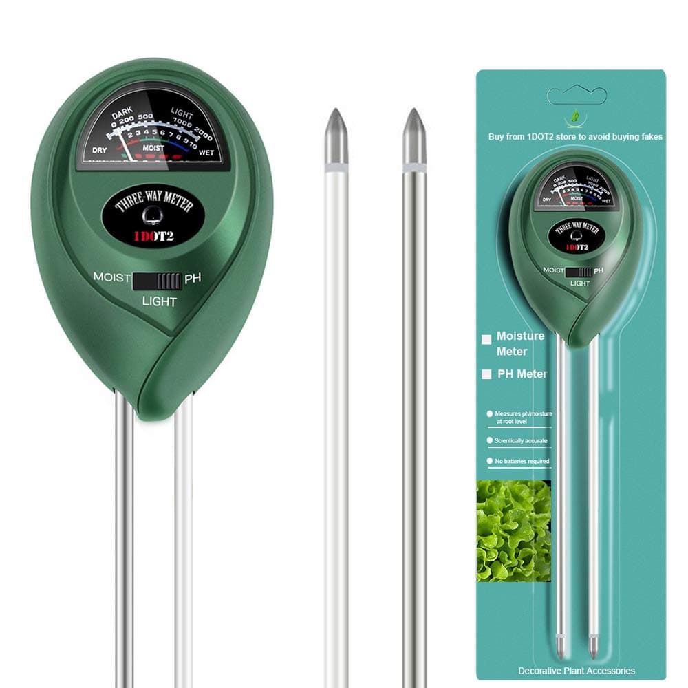1DOT2 3-in-1 Soil Tester Moisture Meter, light Tester, Soil pH Tester Kit Tools for Garden, Farm, Lawn Plants Care,Indoor & Outdoor, No Batteries Needed,High accuracy