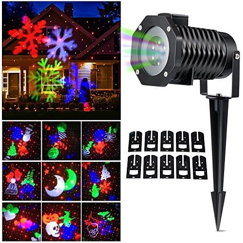 Christmas Projector Light, Snowflakes Projector Lights, Waterproof,12 PCS Switchable Lens Rotating Projection Lights for Valentine's Day, Holiday,Wedding, Party,New Year