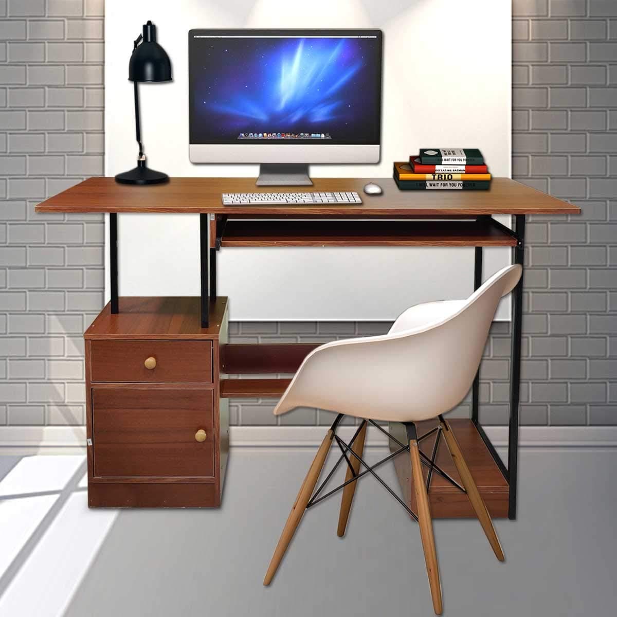 Kawachi Computer Desk Workstation Writing Study Laptop Table with 3 Drawers