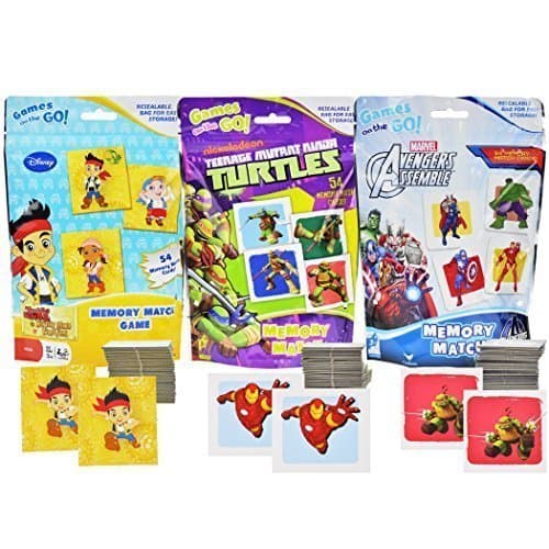 Memory Matching Game Bundle Set includes Avengers, TNMNT, and Jake the Pirate