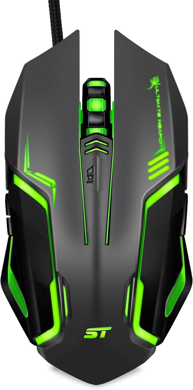 Gaming Mouse SOWTECH USB Wired Gaming Mice 4 Adjustable DPI Levels 7 Circular LED Light with Ergonomic 6 Buttons PC Gaming Mouse