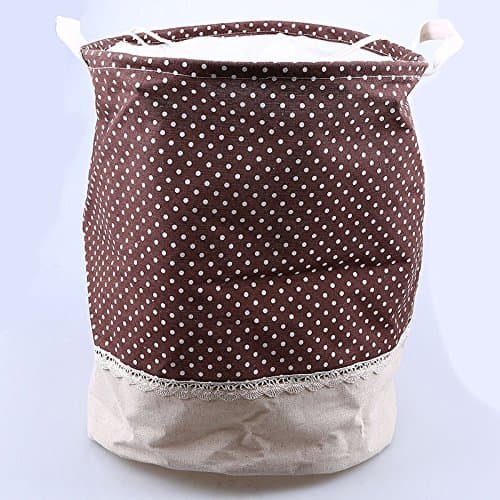 Large Foldable Pop Up Washing Laundry Bag Basket Bin Hamper Storage Box Deal (Brown dot)