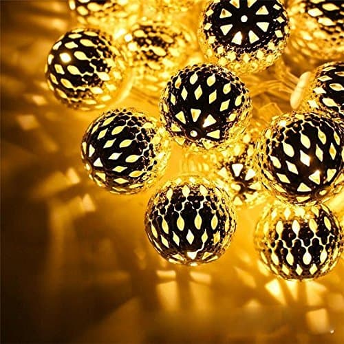 Order Home Collection 10 Ft Decorative String, 10 Count LED Indoor/Outdoor Lighted Fairy Mini Pierced Moroccan Gold…