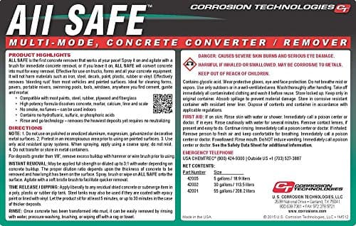 Corrosion Technologies 42005 All-Safe concrete disolver 5 gallon