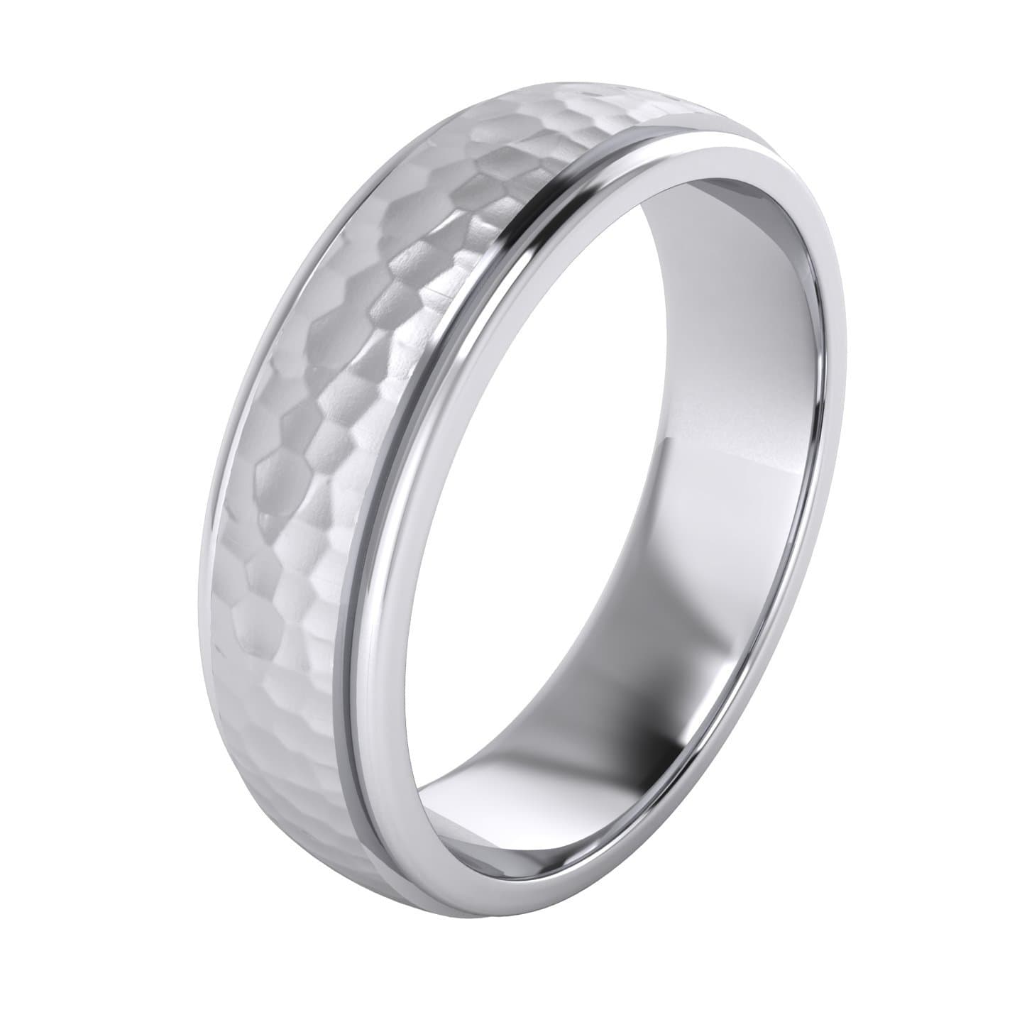 Heavy Solid Sterling Silver 6MM and 8MM Hammered Unisex Wedding Band Comfort Fit Ring Raised Center Polished Sides