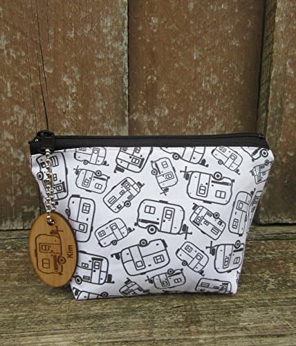 Egg Camper Fabric Cosmetic Bag with personalized keychain