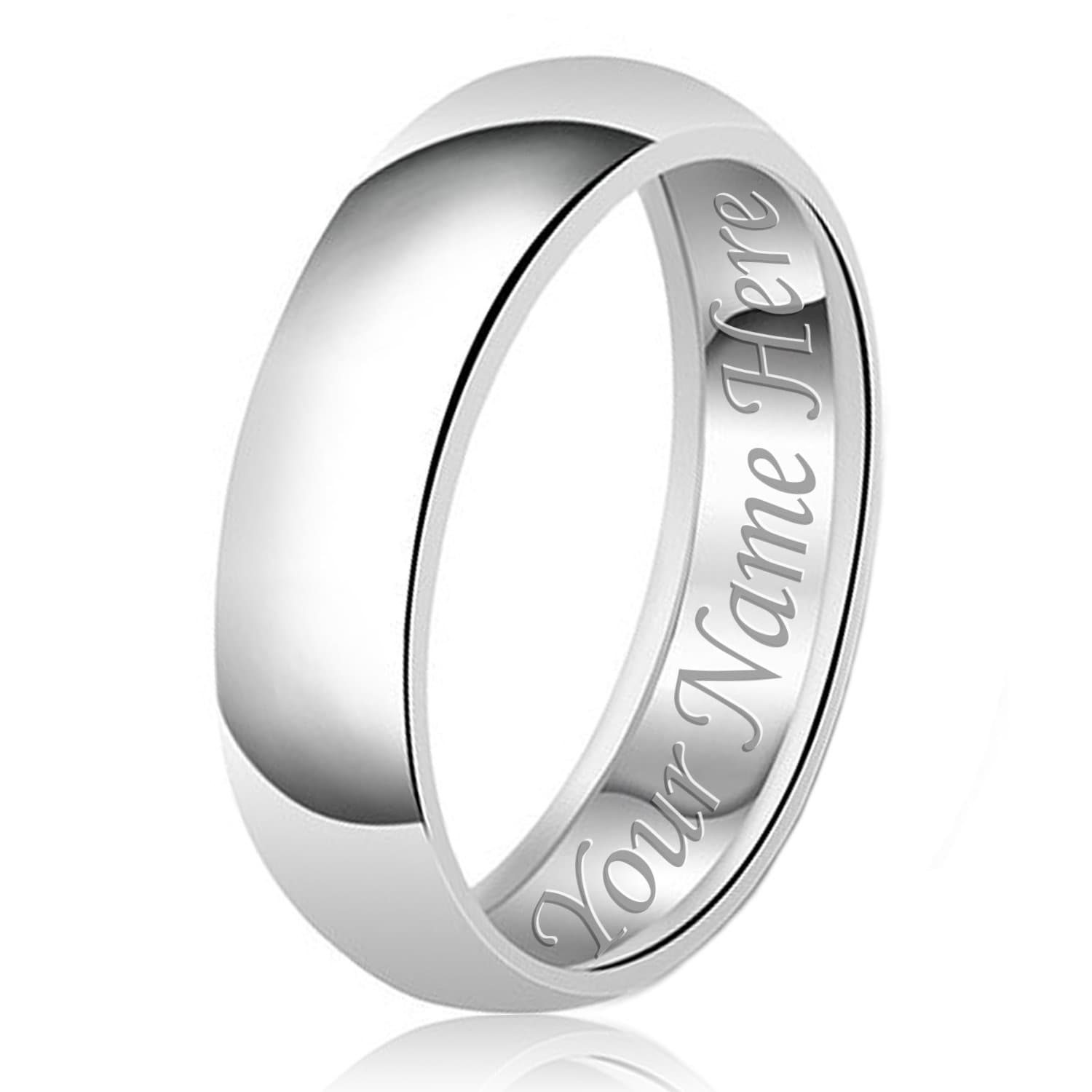 8mm Personalized Name Engraving Classic Sterling Silver Plain Wedding Band Ring