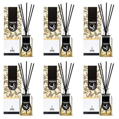 VAVANA Aromatherapy Diffuser Sticks | Reed Diffuser Set | Aromatic Home Fragrance Set | Essential Oil Diffuser Sticks, Made of Natural Scented Oils Blend | 100 ML/3.4 OZ - 6 Pack (Mimosaique)