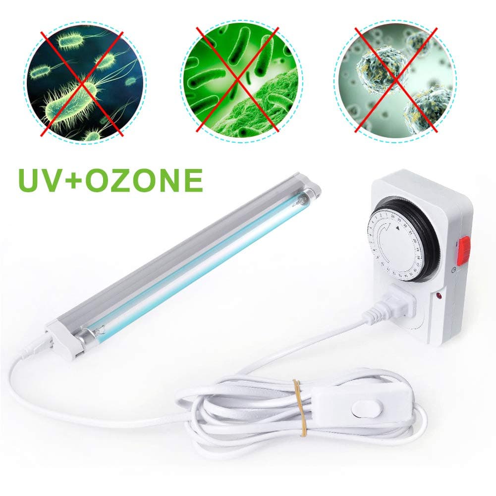 UV Lamp With Timer Adapter, Ultraviolet UVC Ozone Lamp,110V Air Purifier cleaner ultraviolet ray Light, Ozone Tube UV Linear Lamp for Toilets,Bedrooms, Shoe Cabinets(15W,cover 40sq.m room)