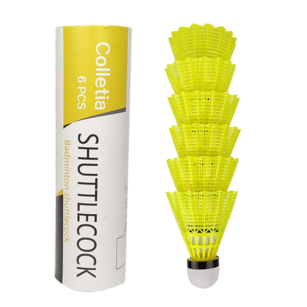 Colletia Plastic Shuttlecocks 6-Pack Nylon Badminton Shuttlecocks ， High Speed Birdies Balls ，with Great Durability Stability Suitable for Indoor Outdoor Sports Training