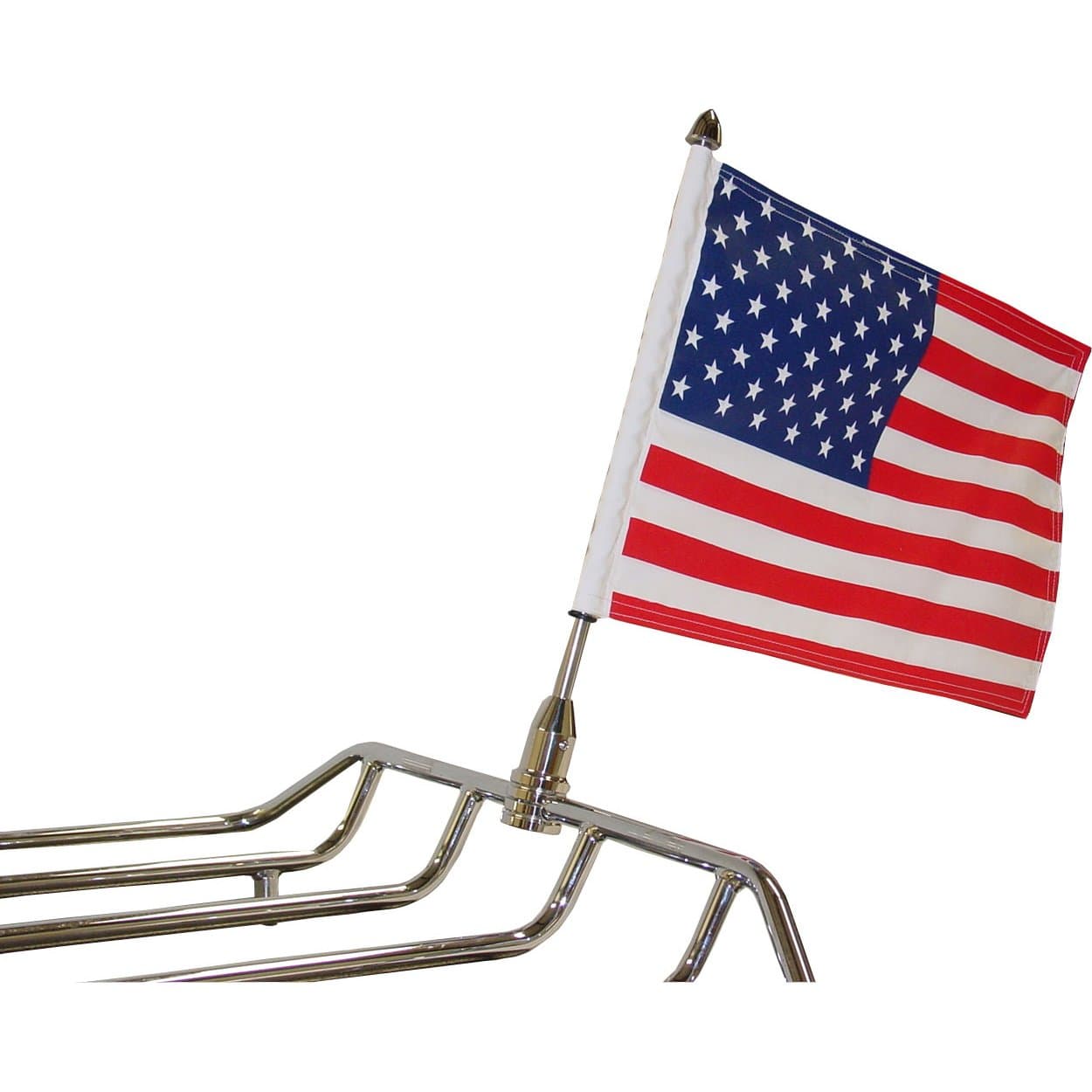 Pro Pad Rear 1/2" Tour Pack Fixed Motorcycle Flag Mount Kit; Includes 10" x 15" USA Parade Flag and 13" Stainless Steel Flag Pole with Cone Topper