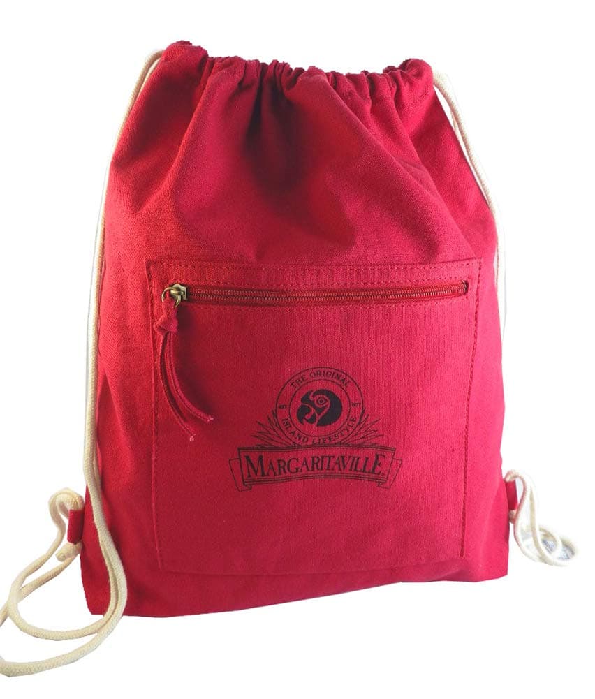 Margaritaville Drawstring Canvas Backpack"Cinch Sak", Red