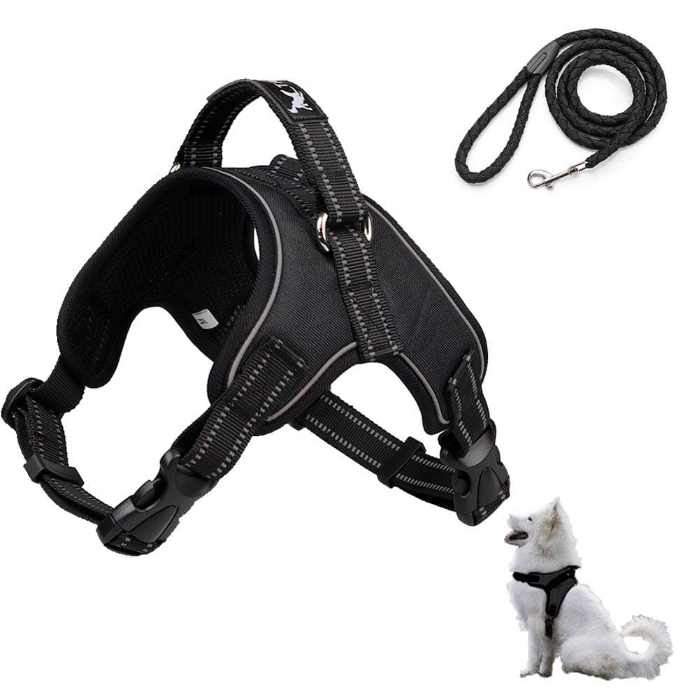 BeebeeRun No pull dog harness large Front Clip Vest Harness,Adjustable Pet Vest Harness with 3M Reflective Oxford Material Vest for Large and Medium Dogs for Outdoor Training and walking