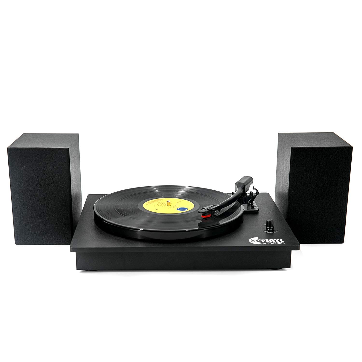 VMO Bluetooth Vinyl Record Player with Powerful External Speakers, Nostalgic Wooden Turntable for 33⅓/45 RPM Record with Adjustable Counter Weight, Wireless Connection