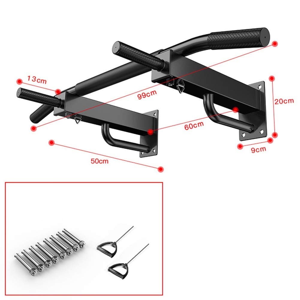 XWDQ Pull-Up Bars Wall-Mounted Chin Up Bar, Hallway Horizontal Bar, Home Gym Resistance Band Workout Equipment, Load 200kg,Black