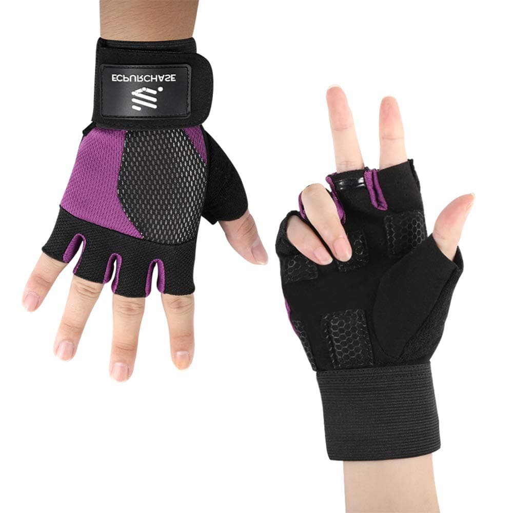 ECPURCHASE Workout Gloves with Wrist Support Women Men for Pull Ups, Fitness, Crossfit, Weightlifting Gloves, Breathable and Non-Slip, Full Palm Protection