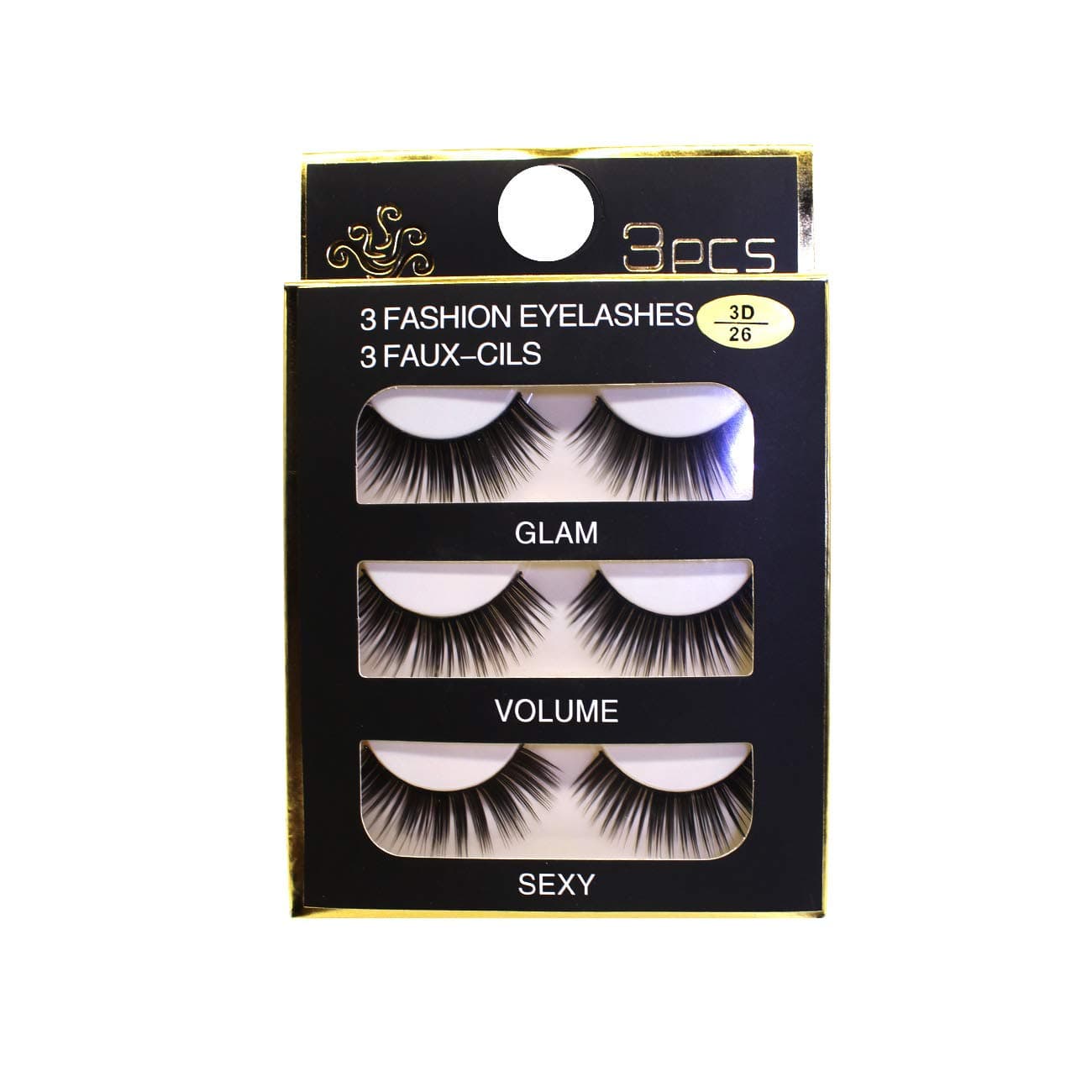 FLAWISH 3D False Eyelashes Thick Artificial Long Eyelash Extention, Box of 3 Pair