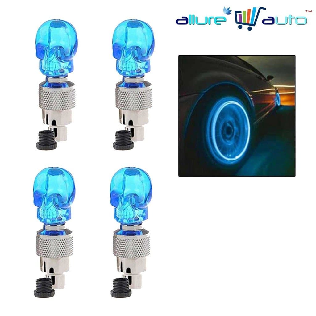 Allure Auto Blue-Skull-Car-Tyre-LED-Motion-Sensor-Set-Of-4 for Maruti Suzuki Swift Dzire [2010-2011] VDi BS-IV