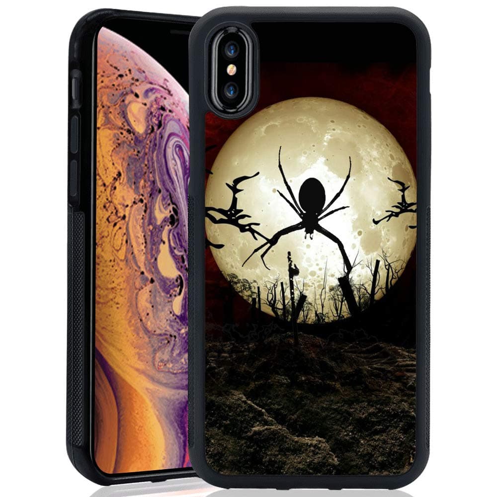 Specially Customized 2018 Latest Black TPU Lithe Shockproof Rubber Bumper Protective Moon Spider Grave Case for iPhone Xs iPhone X