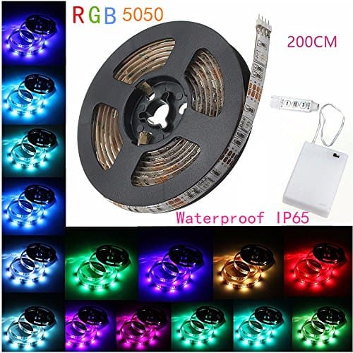 200cm LED Light RGB Strip + Battery box + mini controller , battery powered, multi color