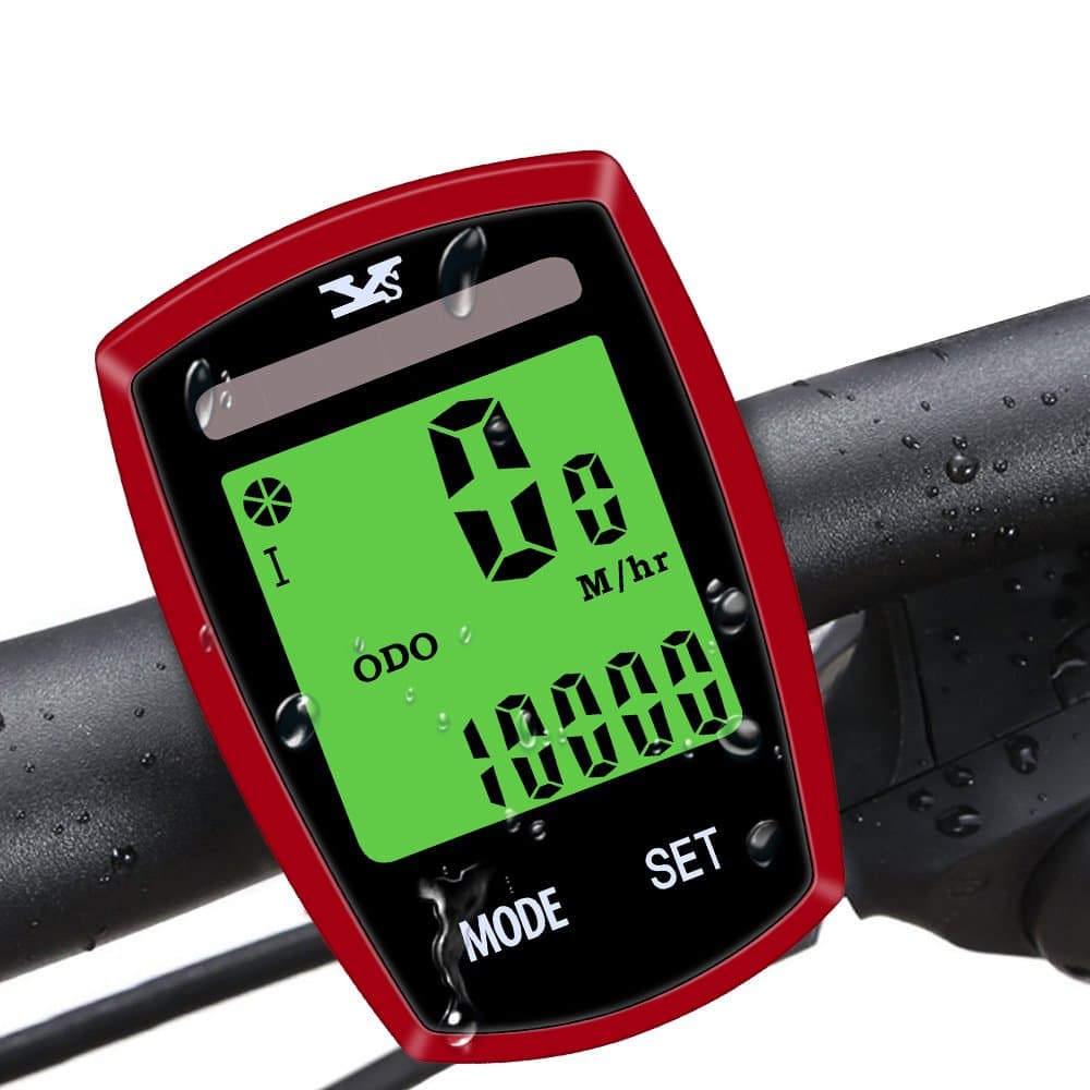 Bike Computer, Wireless Cycling Computer Solar Powered Waterproof Bicycle Speedometer Odometer with Large LCD Back light for 2 Bicycle Using