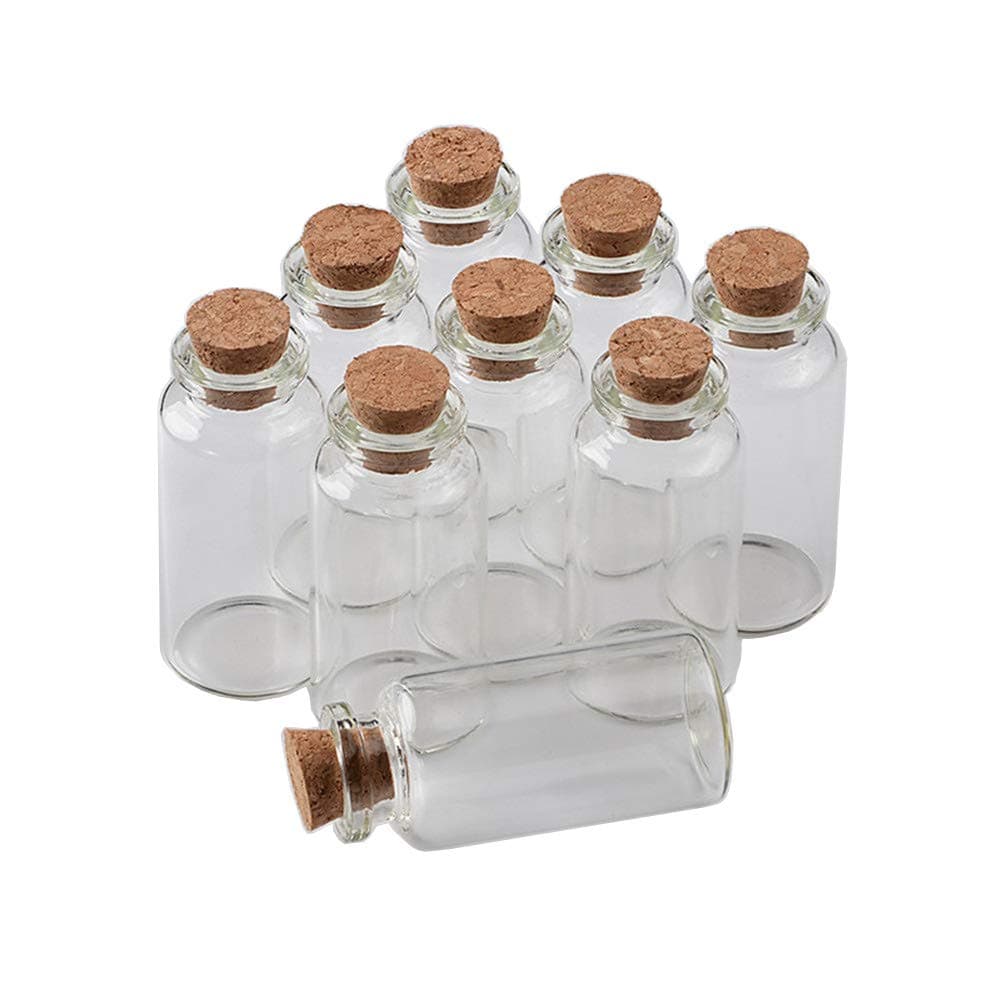 Jarvials Empty Glass Bottles with Corks Lucency Vials Jars Containers for Food Liquid Gifts Storage 20ml Glass Bottles Wholesale (100, 20ml)