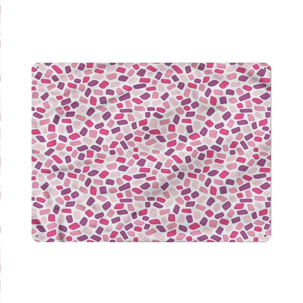 Pattern Tin Sign Abstract Retro Posters Bar Pub Wall Decor Colored Polygon Mosaic 12" W x 8" H