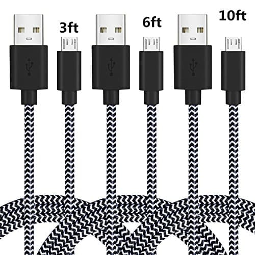Micro USB charging cable,3 Pack(3ft/6ft/10ft) Android phone Fast charger cord with Extra Long length for Samsung Galaxy S7 Edge/S7/S6 Edge/S6, Note 5/4/2, HTC, LG G4, BlackBerry, Motorola, Sony-AJZ