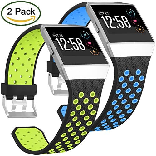 SKYLET Compatible with Fitbit Ionic Bands, Soft Silicone Sport Replacement Wristbands Compatible with Fitbit Ionic with Metal Buckle Men Women(No Tracker)