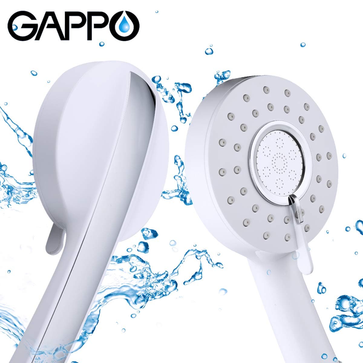 GAPPO Bathroom Shower Head Handheld High Pressure 3 Model Functions Spray Removable SPA Bath Hand Shower, White