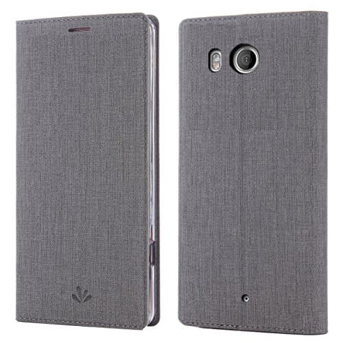 HTC U11 Case/HTC Ocean Case,PU Leather wallet Slim Thin case Flip Folio [Kickstand Feature] with ID&amp;Credit Card holder Magnetic Closure TPU Bumper Full cover case for HTC U11 (gray)