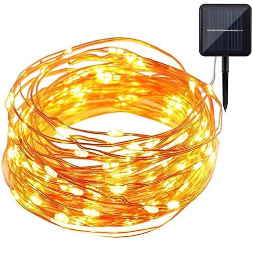 Solar String Lights, 8 Modes 39ft 100 LED Outdoor String Lights, Waterproof Decorative Lights for Bedroom/Patio/Garden/Gate/Yard/Parties/Wedding (Copper Wire Lights, Warm White)
