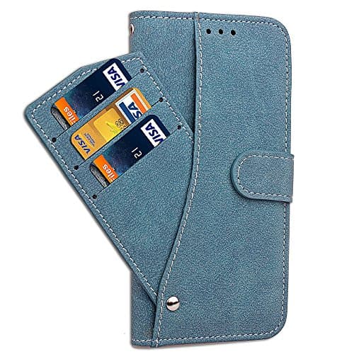 iPhone X Case, EAXUN iPhone X Wallet Case with Detachable PU leather wallet case with ID&amp;Card Holder Slot Wrist Strap Rotate the card pack for Apple iPhone X 5.8 inch 2017 (Blue)