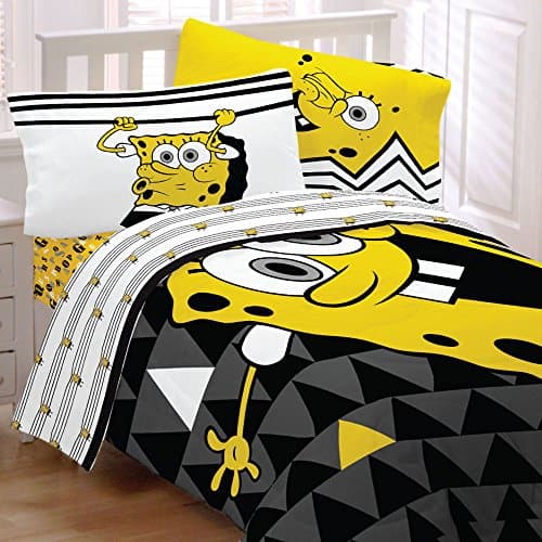 4pc Spongebob Squarepants Twin Bedding Set Try Angle Comforter and Sheet Set