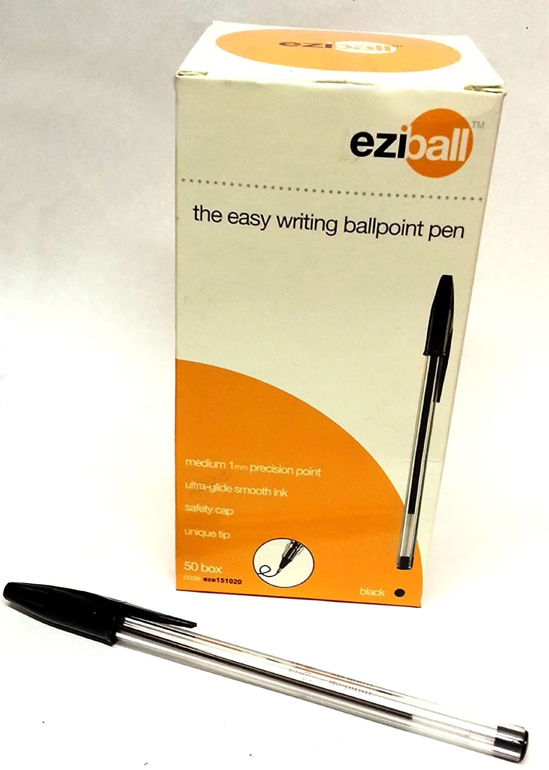 Eziball Medium Black Ballpoint Pen Pack 20